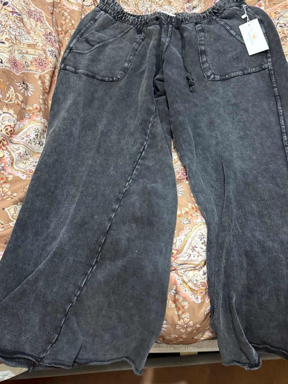 Sunday Black Washed Wide Leg Pants